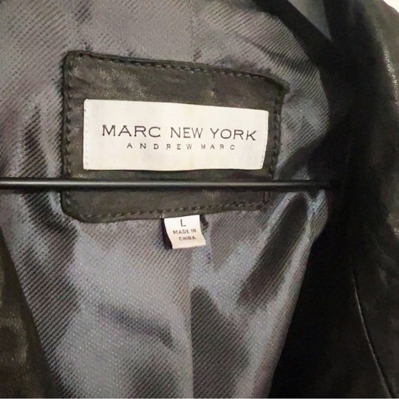 Marc New York Andrew Marc Leather Motorcycle Jacket L - Picture 4 of 11